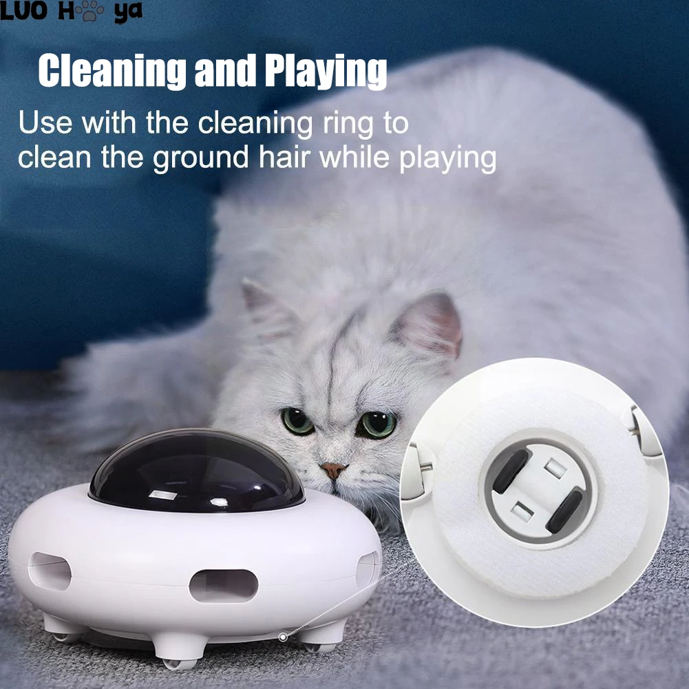 

2022 New Electric Turntable Pet Toy Feather Hair Saucer Stick Gravity Cleaning Flying Ufo Automatic Cat Accessories