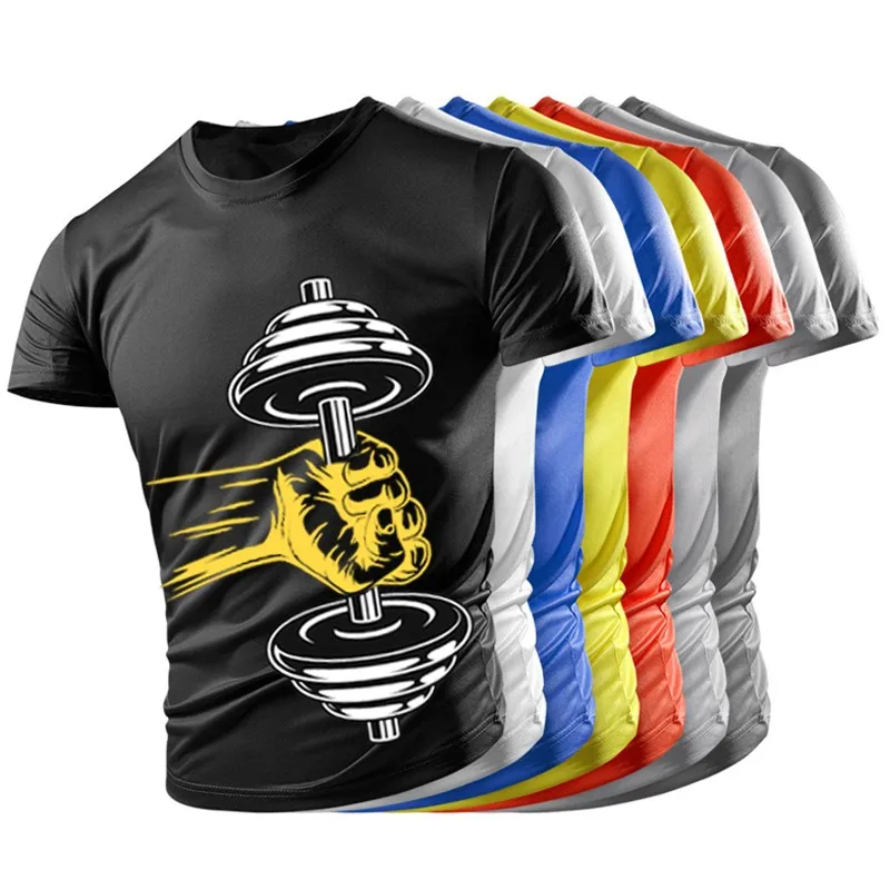 

New Summer Gym Casual Men's And Women's T-shirts Breathable Light Translucent Tops Sports Quick-drying Short-sleeved Dumbbells