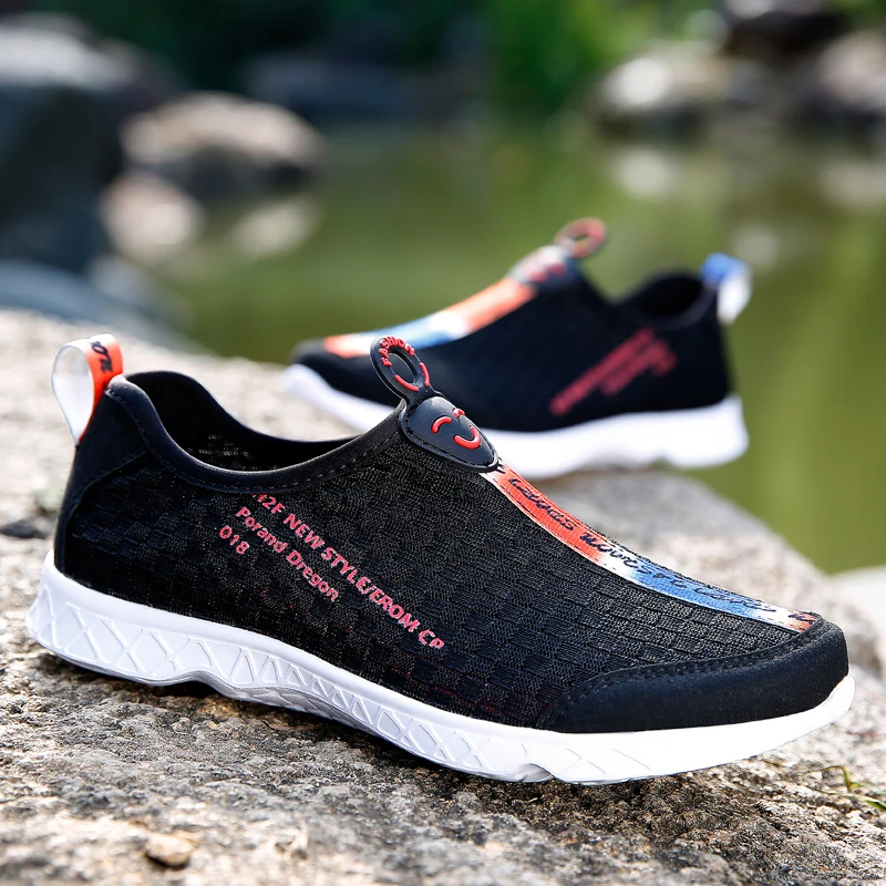 Fashion Mens Womens Casual Loafers Shoes Soft Mesh Flat Shoes Couple Walking Shoes Fast-dry Water Shoes