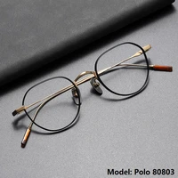 pure titanium glasses frame men women japanese handmade 80803 irregular retro literature can be equipped with myopia anti blue