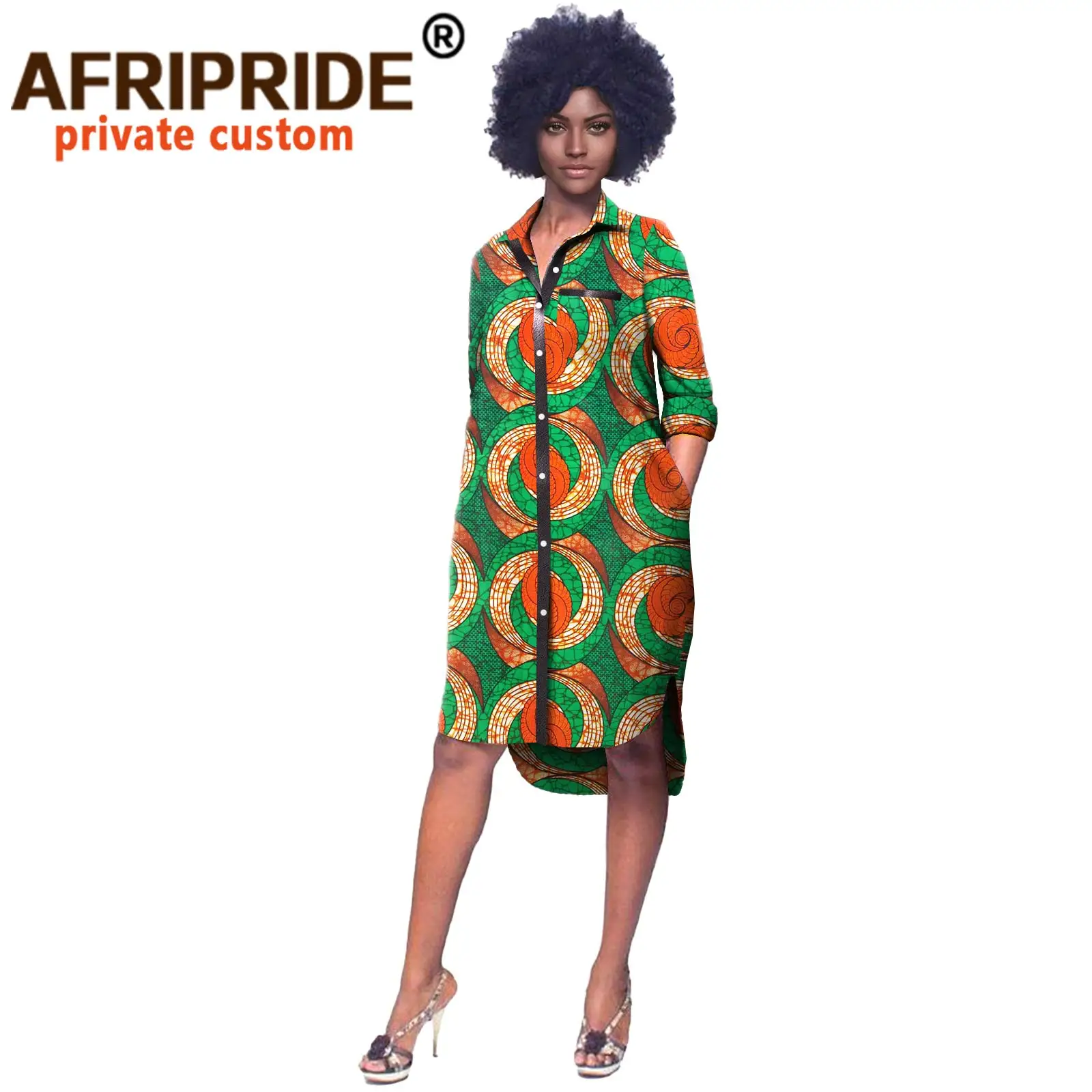 2023 African Print Dresses for Women Plus Size Loose Casual Outfits Wax Attire Traditional Vintage Party Dress Ankara A2125002