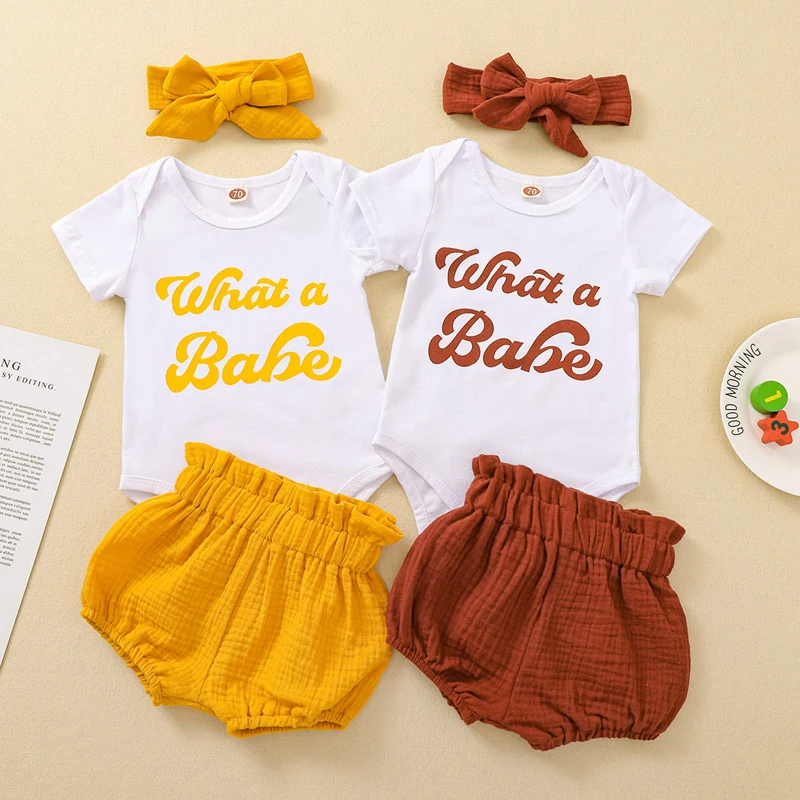 

Toddler Girl Clothes Baby Summer shorts Kids Jumpsuit Children Pajama Printed Romper Cotton Short Sleeve Newborn Bandana sets