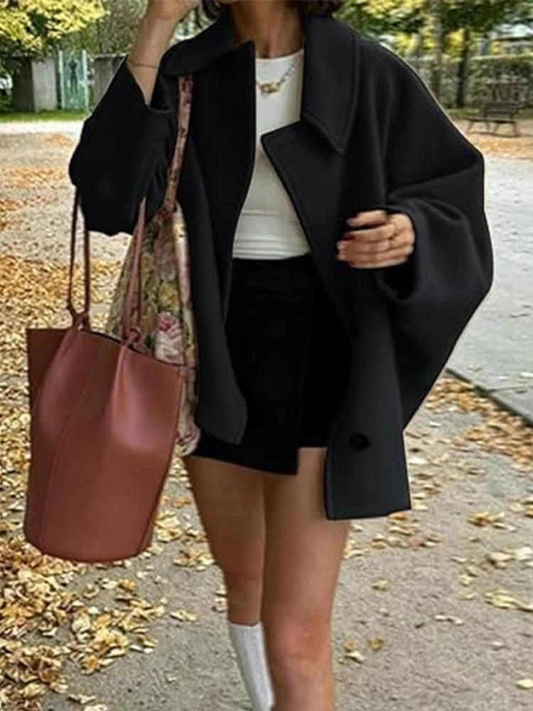 ZBZA Женская Винтажная Куртка С Рукавами летучая Мышь Длинным Рукавом И Двойным