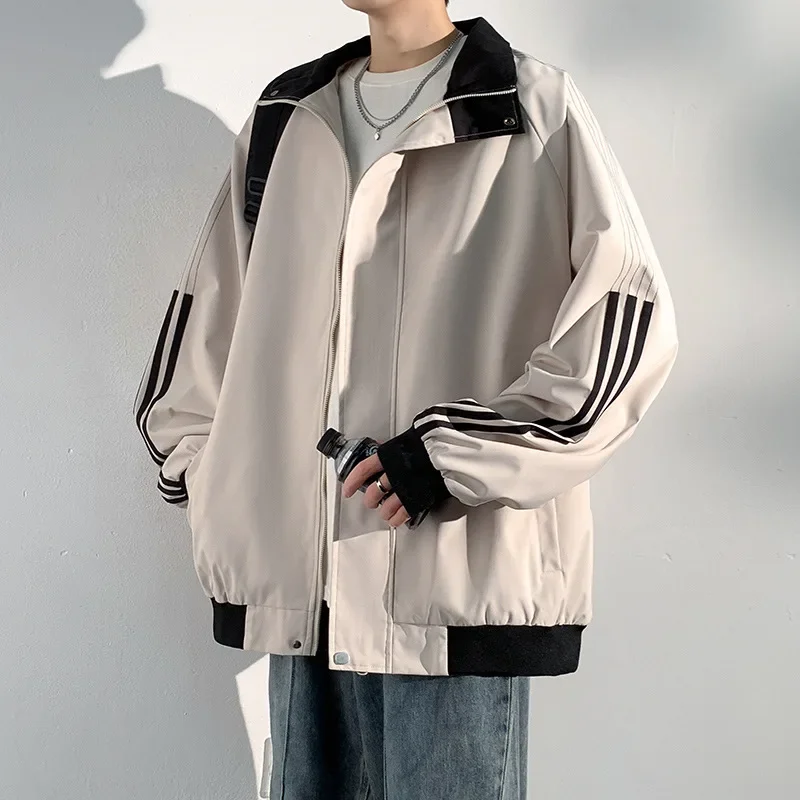 Куртка мужская с воротником-стойкой уникальный тонкий полосатый Повседневный