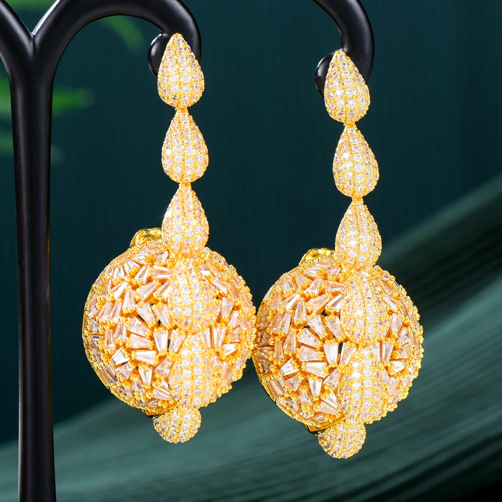 

Missvikki роскошные большие золотые серьги-капли, модные индийские серьги с кубическим цирконием для женщин, свадебные и Помолвочные серьги, ювелирные изделия в подарок