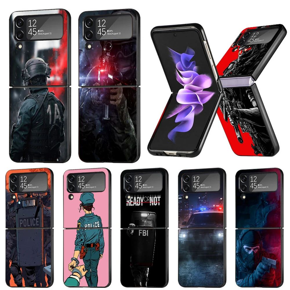 Полицейский спецназ ФБР Жесткий ПК чехол-накладка для телефона Samsung Galaxy ZFlip 5 Z Flip 4 ZFlip3 Z Флип 3 Флип ZFlip4 Flip3 Zflip5 чехол-накладка