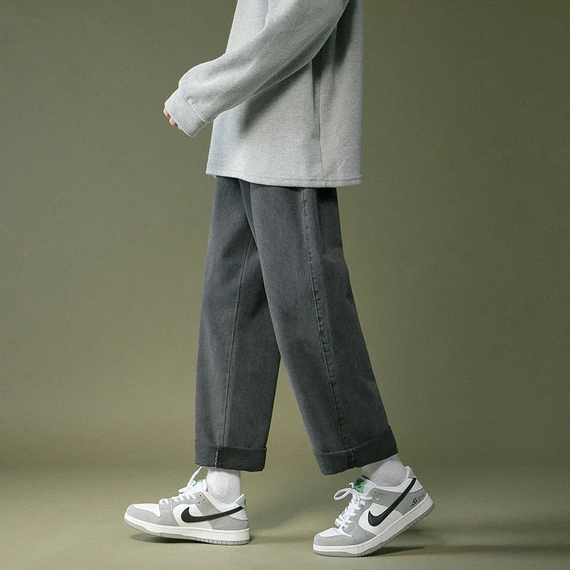 Blue Grey Baggy Jeans Men Fashion Retro Casual Straight Jeans Men Streetwear Hip Hop Loose Wide Leg Denim Pants Mens Trousers