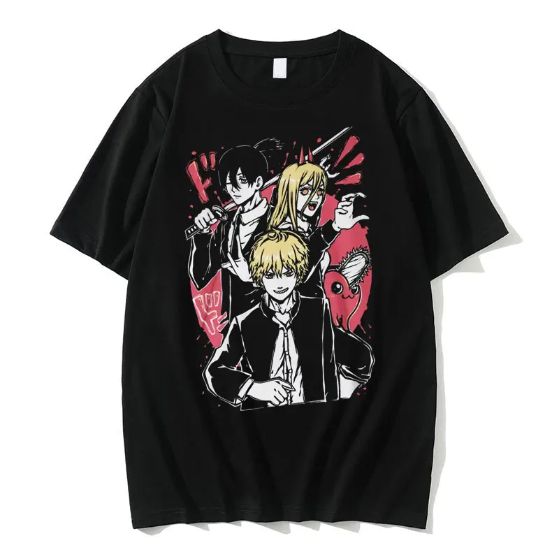 

Power Graphic T-Shirt Short Sleeve Chainsaw Man Anime Manga Denji Print Tshirt Aki Hayakawa Kon Tee Streetwear Men Women T Shirt