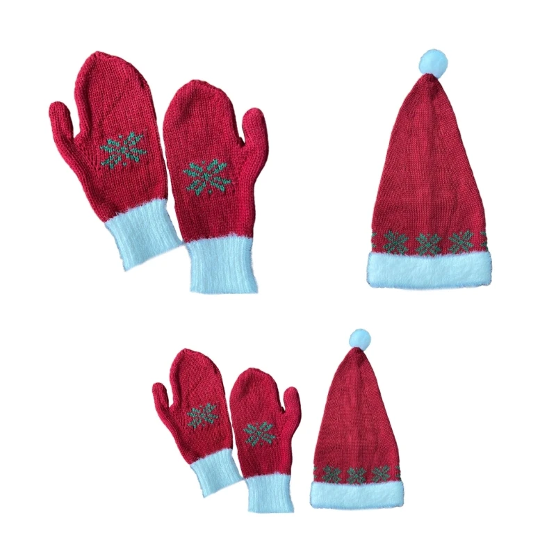 

Classical Christmas Gloves Winter Santa Hat for Adult Children Cosplay Party