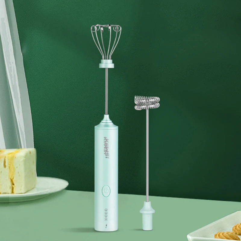 

USB Charging Electric Whisk Egg Beater 4-Speed Electric Coffee Mixer Household Milk Shaker Maker Frother Foamer Food Blender