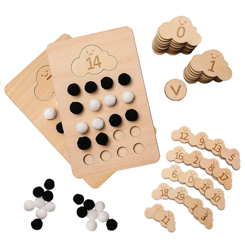 

1Set Montessori Educational Wooden Toys for Baby Clouds Cognitive Digital Board Baby Counting Numbers Games Puzzle Matching Toys