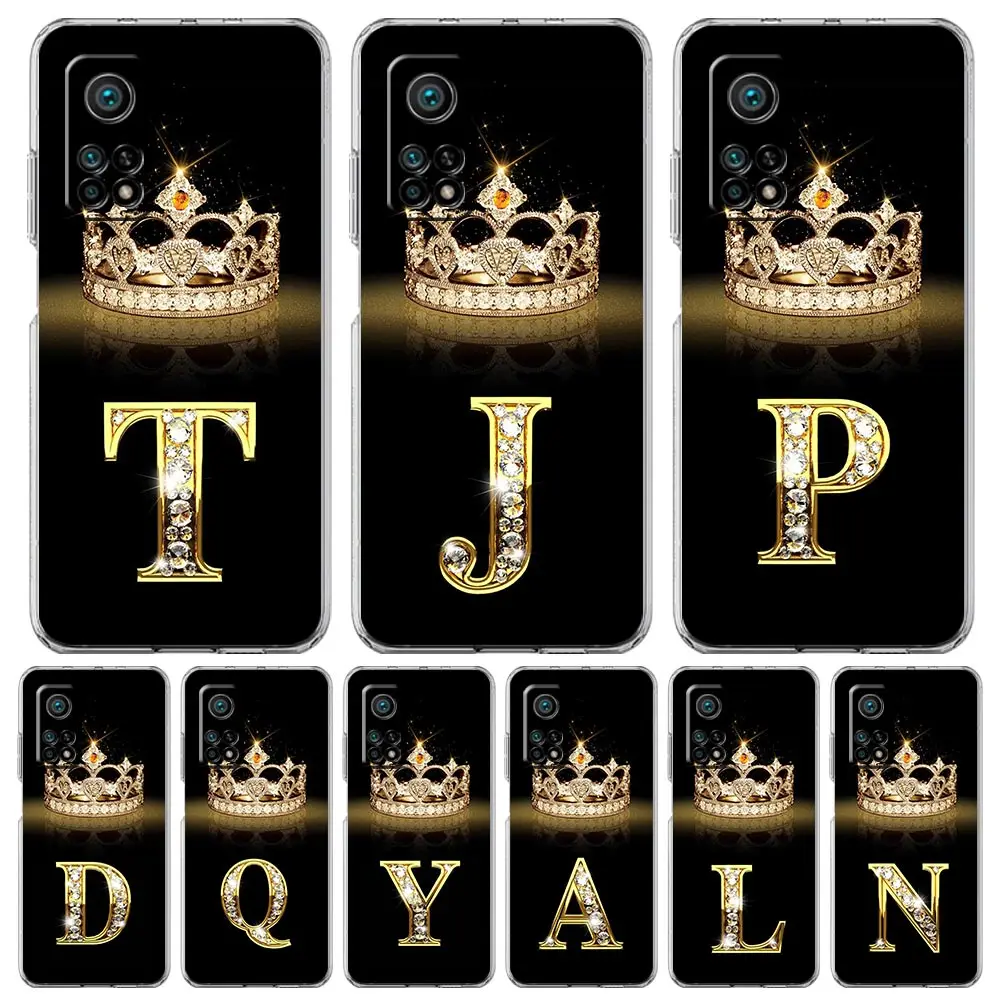 

Diamond Crown Letter Phone Case For Xiaomi 12T 11T 12 Lite 11 Ultra 4G Mi Poco X4 F3 GT X3 NFC M4 M3 Pro 5G Cover Clear Coque