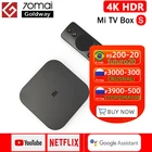-500 код: STOPZIMA500 Xiaomi Mi TV Box S Android TV Box 8,1 глобальная версия 4K HDR Quad-core Bluetooth 4,2 Смарт ТВ коробка 2 ГБ 8 ГБ DDR3 Wi-Fi, интеллектуальное управление
