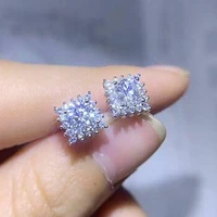 huitan dainty square stud earrings with brilliant cubic zirconia fancy accessories for women party wedding jewelry drop shipping