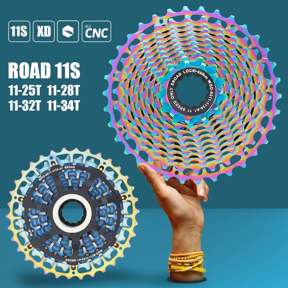 

Sroad SLR2 Cassette Ultralight 11 Speed 11-25/28/32/34T CNC Bike Parts K7 11V HG Sprocket For R9100 Road Bicycle Freewheel