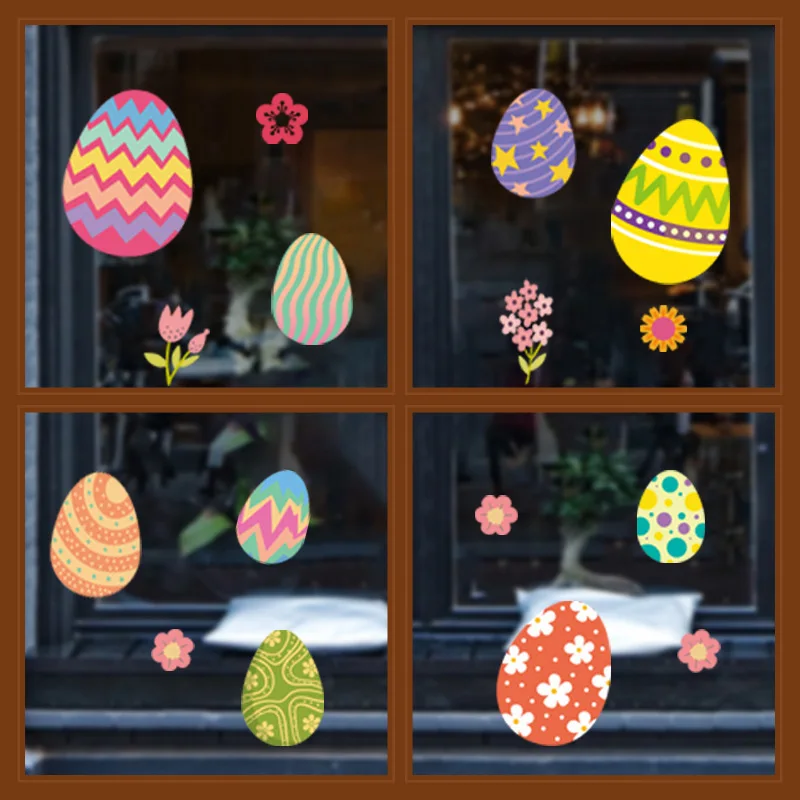 

2022 Happy Easter Window Stickers Rabbit Eggs Chick Wall Stickers Easter Decorations for Home Easter Party Bunny Wall Deca