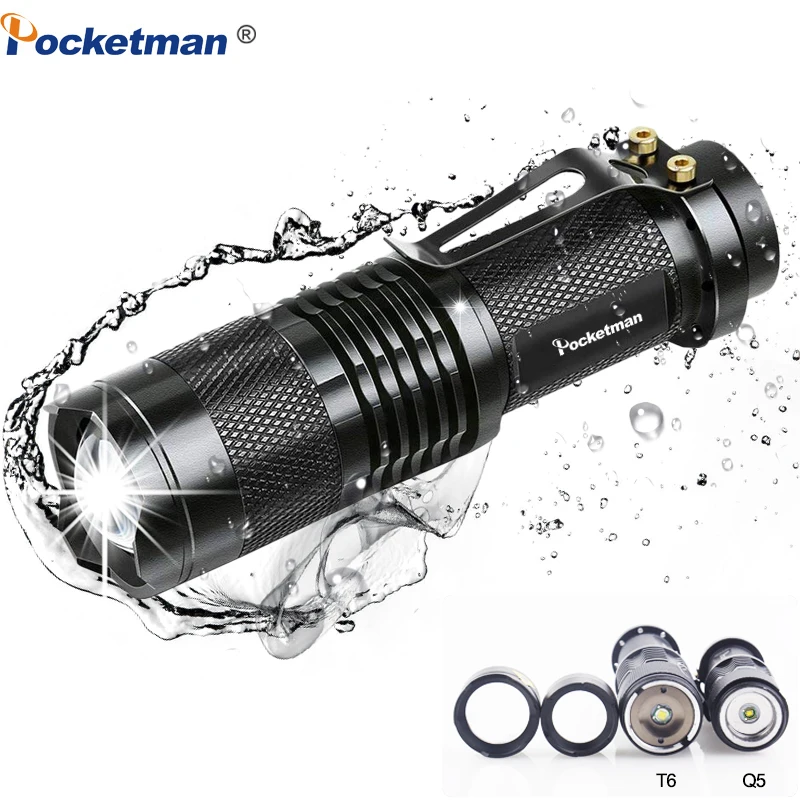 

High lumen Mini LED Flashlight Q5 T6 LED Torch Adjustable Focus Zoom Flash Light Lamp use 14500 and 18650 battery Give gift