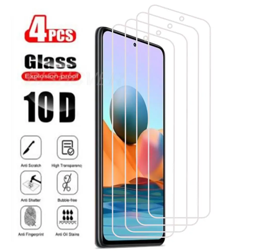 

4PCS Tempered Glass For Xiaomi Redmi 9 9A 9T 9C 8 8A 9AT K40 Screen Film Redmi Note 10 9 8 Pro 8T 10T 10S 9S 9T Protection Glass