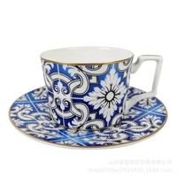 european blue and white porcelain coffee cup and dish set wedding restaurant hotel household milk cup mug ceramic cup tea cup