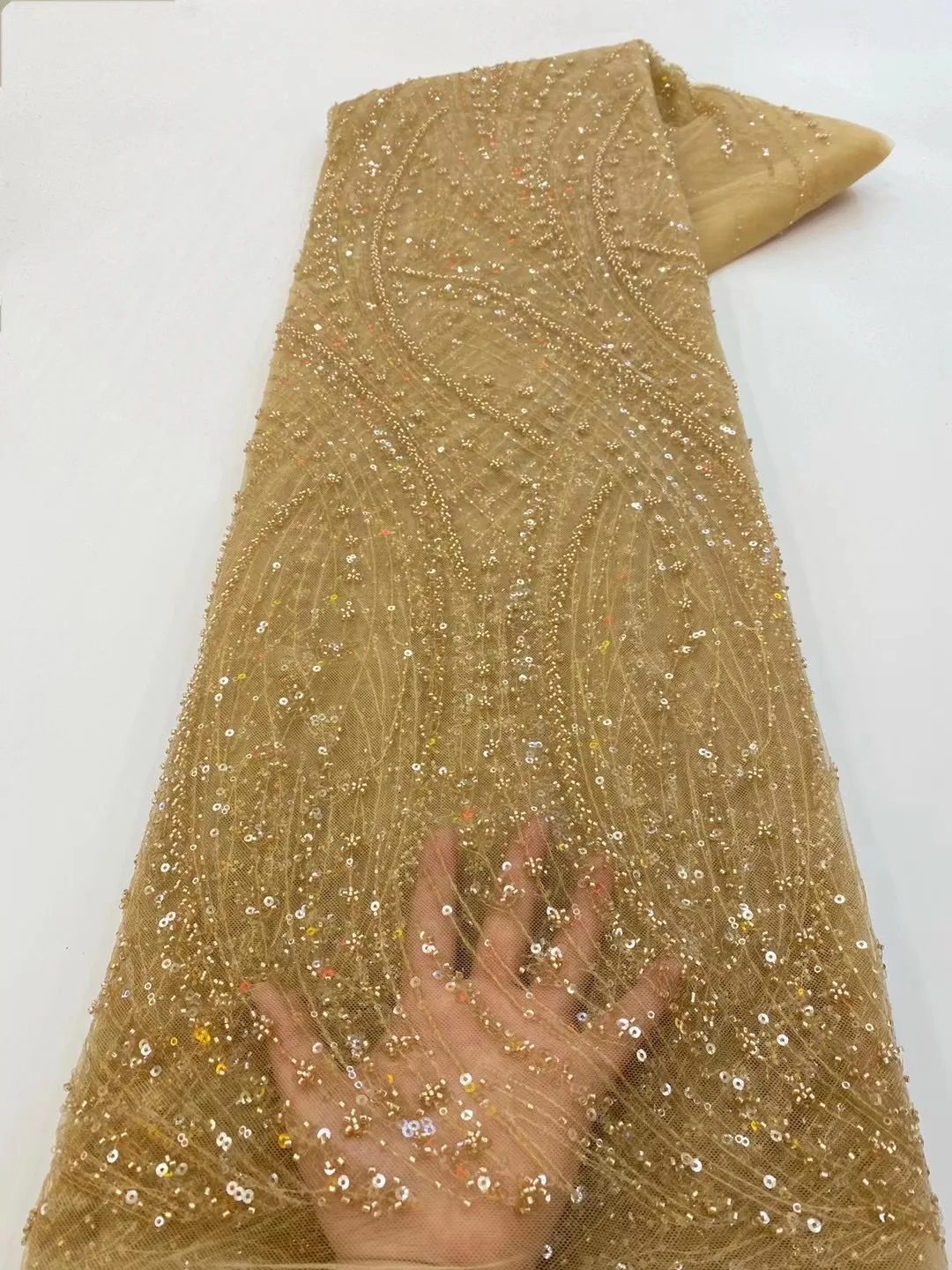 

2023 5Y последний Алжир популярный дизайн вышивка тюль сетка блестки кружево супер качество ткань с бусинами Свадебная вечеринка