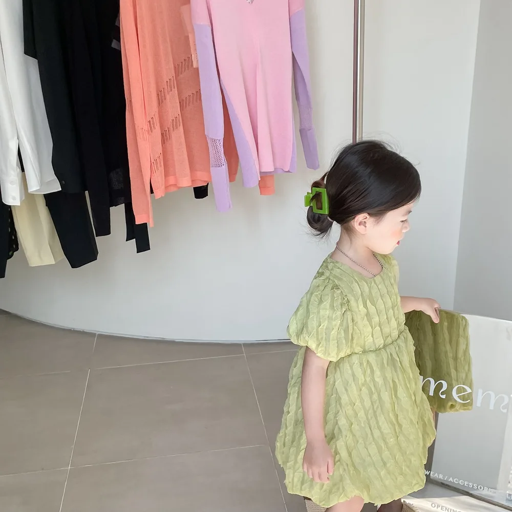 

2022 Summer Dress Short Sleeve Western Style Korean Version Solid Color Puff Sleeve Skirt Sweet