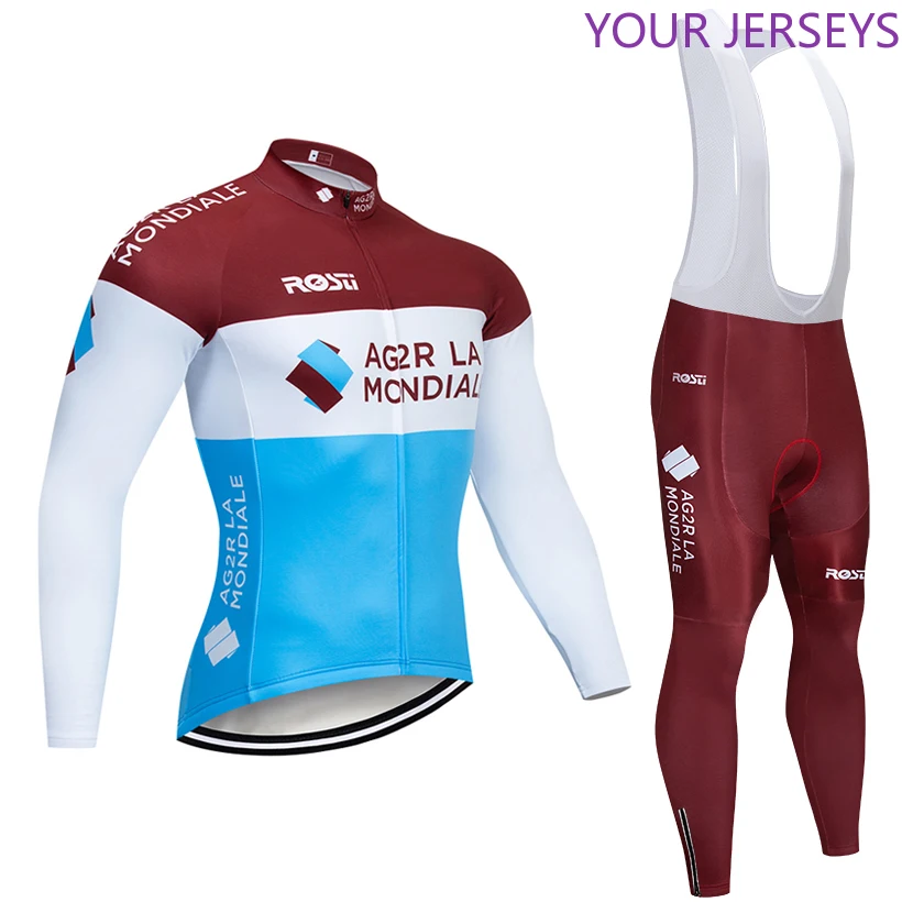 

New 2020 Ag2r TEAM Winter Cycling JERSEY Bike Pants Set Mens 9D Pads Ropa Ciclismo Pro Thermal Fleece Bicycling Maillot Culotte