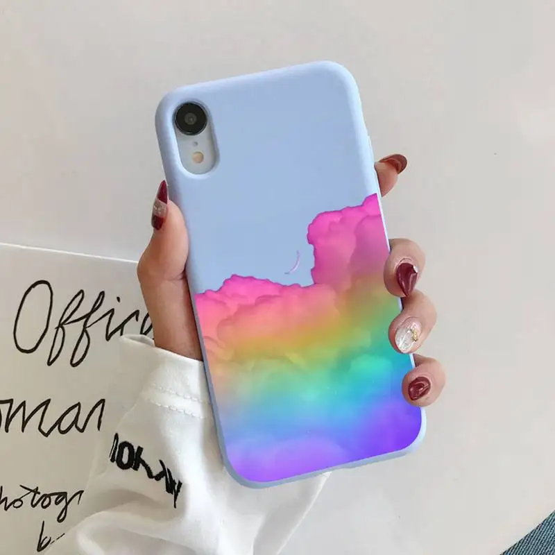 

Cloud Scenery Phone Case for iPhone 11 12 13 Mini Pro Xs Max 8 7 6 6S Plus X XR Solid Candy Color Case