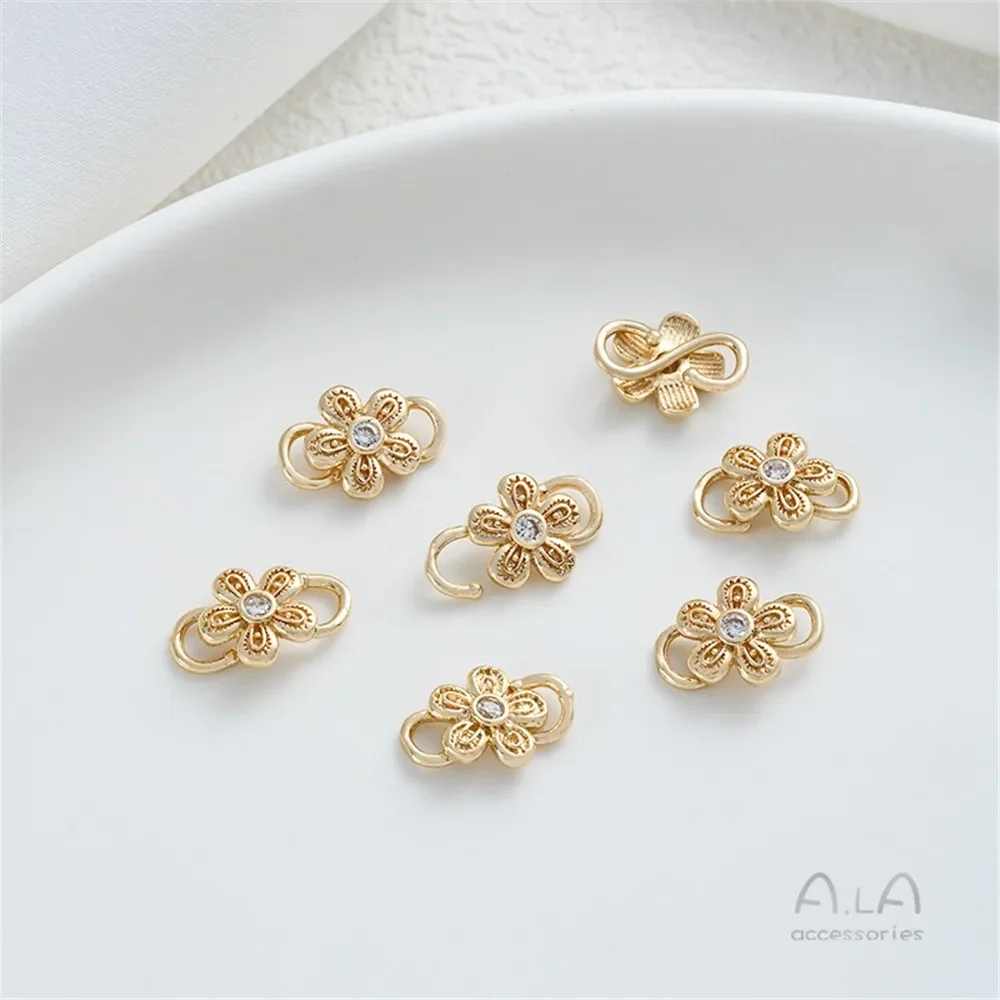 14-каратное золото в национальном стиле пряжка с рыболовным крючком цветок