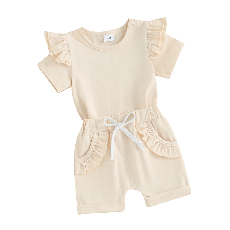 Комплект с шортами для маленьких девочек футболка коротким рукавом и круглым