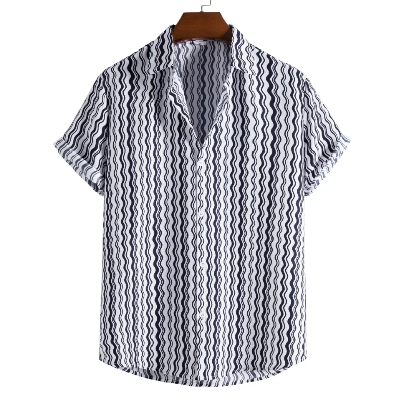 

Camisas Para Hombre 2022 новый продукт Мужская модная повседневная полосатая рубашка с коротким рукавом с принтом Мужская одежда