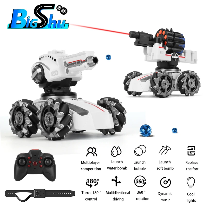 All Terrain Rc Tank Spray Fog That Shoots 4WD Off-Road Kids Model Remote Control Car Toys With LED Lights/Sounds Children's Gift enlarge