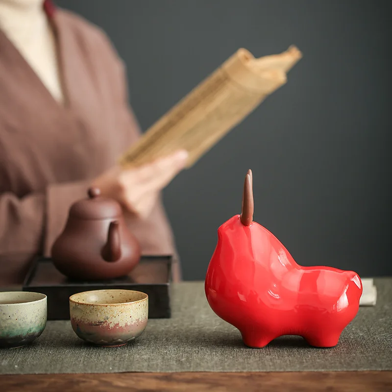 Фото Абстрактный Бык Lucky Ceramics, статуэтка быка скот из коровы и буйвола, скульптура, настольное украшение, Декор для дома №5