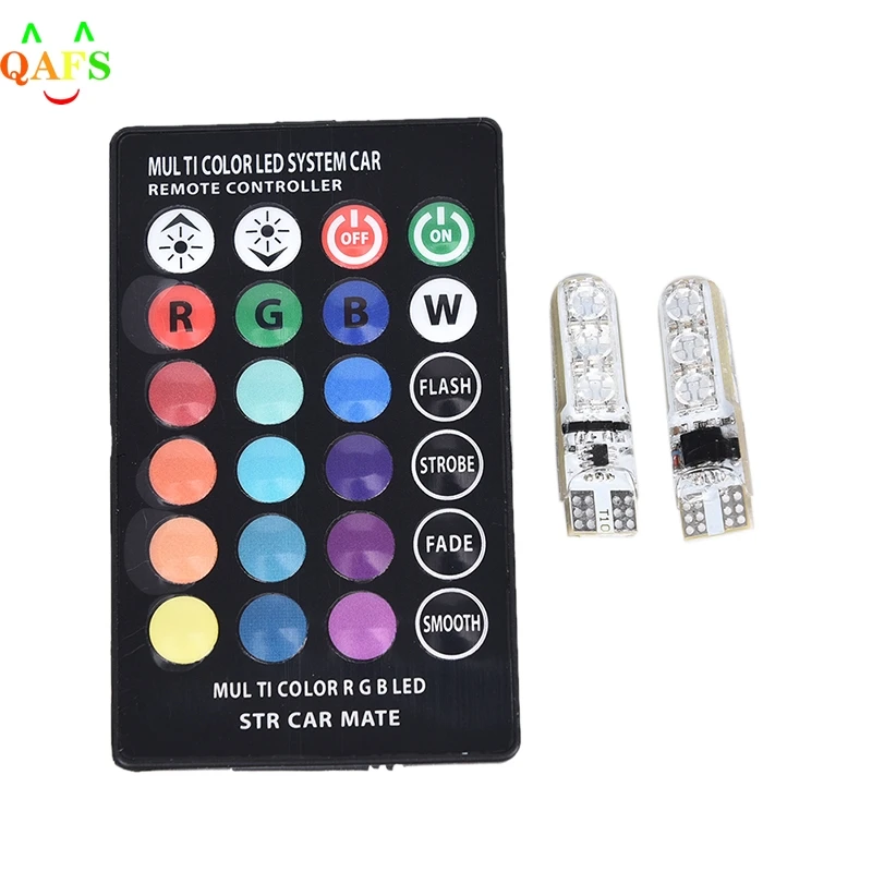 

2pcs Car T10 5050 W5W 6 SMD RGB LED Car Clearance lights Colorful Multi Mode Car Light Bulbs With Remote Controller