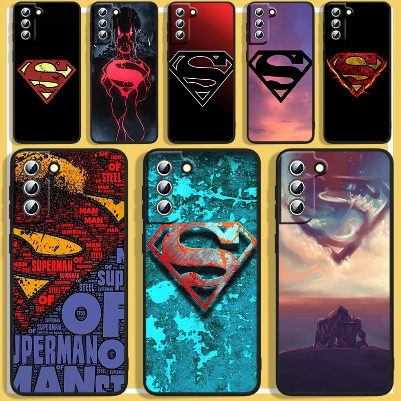 

Superhero Superman Logo Phone Case For Samsung Galaxy S23 S22 S21 S20 FE Ultra S10e S10 S9 S8 Plus Lite Black Cover