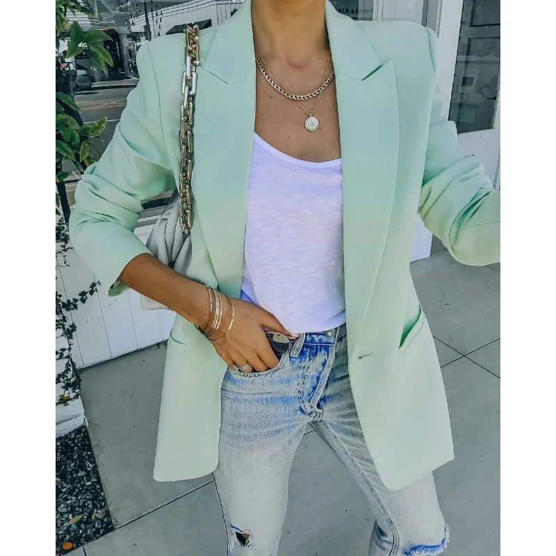 

New Autumn Winter Long Sleeve Small Suit OL Temperament Professional Slim Top Small Blazer blouson jean femme