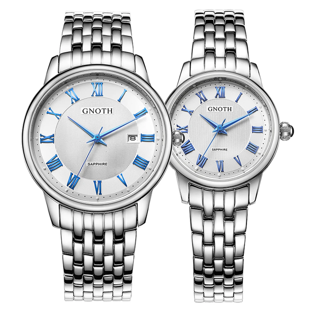 Gnoth Quartz Watch for Couples Mens Watches with Date at 3 O'clock 6035