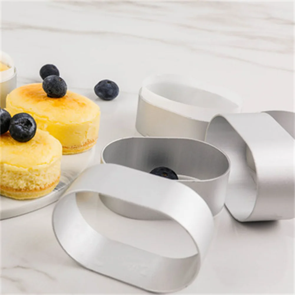 

10PCS Mini Aluminium Oval Egg Shape Cheese Cake Rings Half-Cooked Molds Bread Loaf Baking Dishes DIY Kitchen Baking Tool