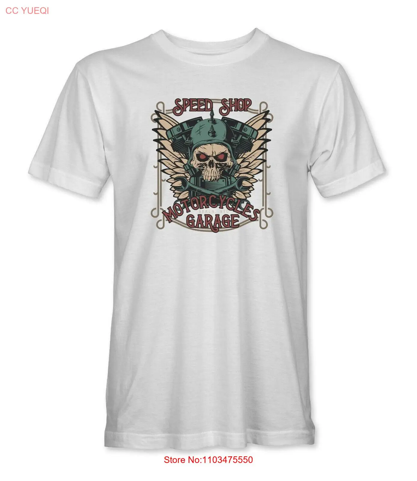 Мужская/унисекс футболка Speed Shop с черепом для езды на мотоцикле и гараже