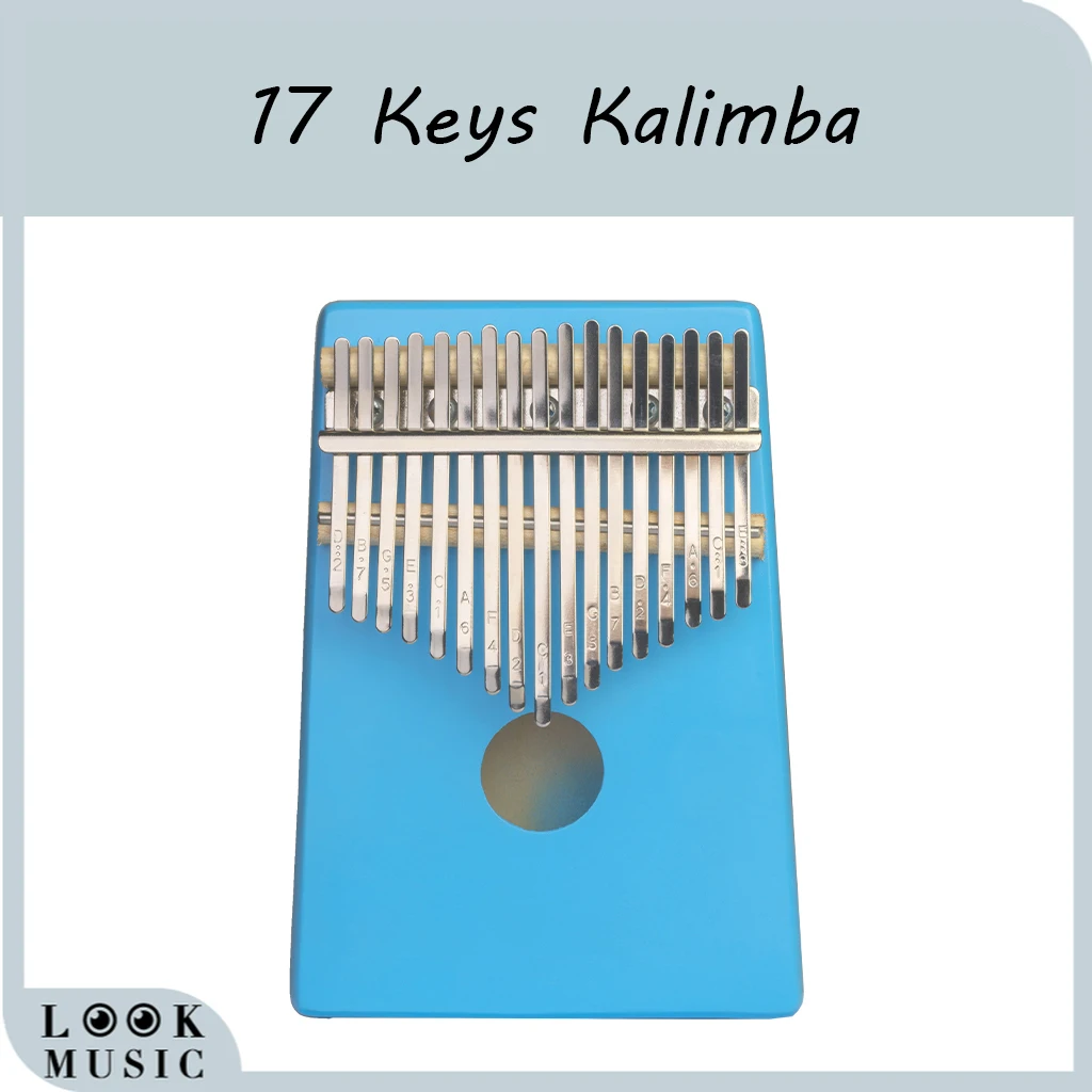 

Kalimba Thumb Piano 17 Keys Solid Wood Blue for Music Lover Beginners Children