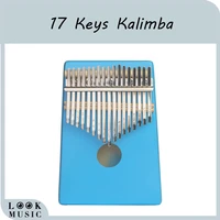 kalimba thumb piano 17 keys solid wood blue for music lover beginners children