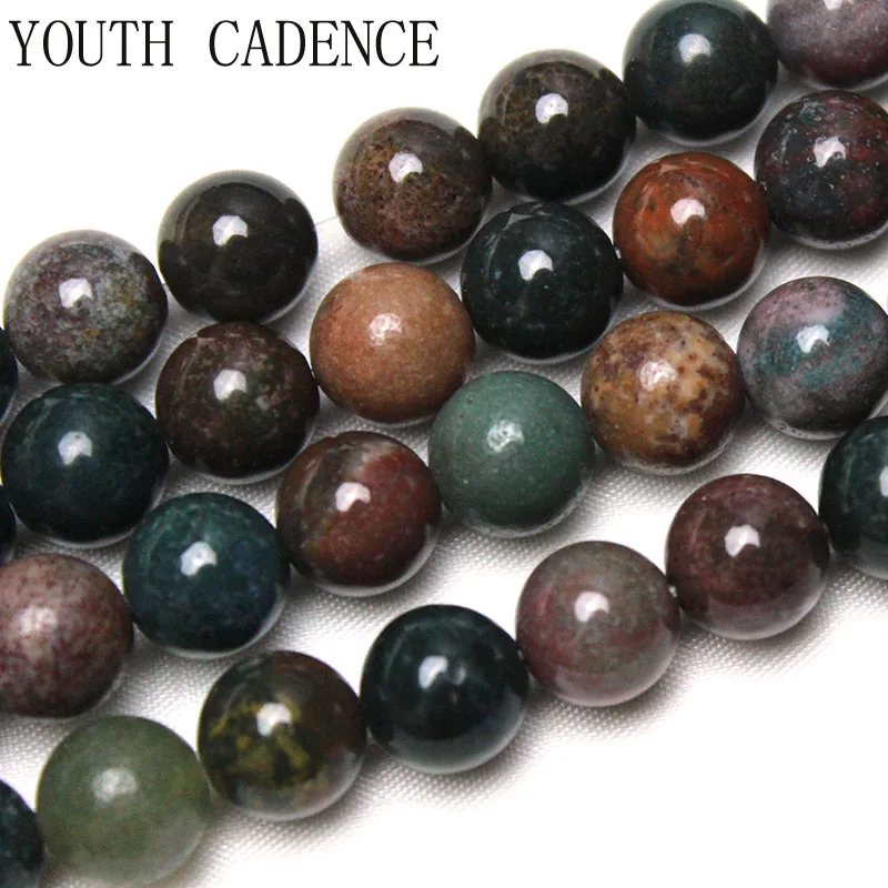 

Natural Indian Bloodstone Beads Round Loose Spacer Beads 8mm for Jewelry Making DIY Bracelet Necklace Strand 15 inches Wholesale