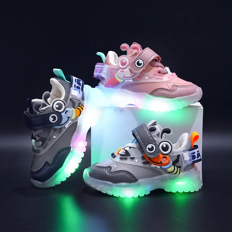 New Cartoon Lovely Princess Baby Boys Girls Shoes Hot Sales LED Lighted Kids Toddlers Sneakers Classic Glowing Children Tenis