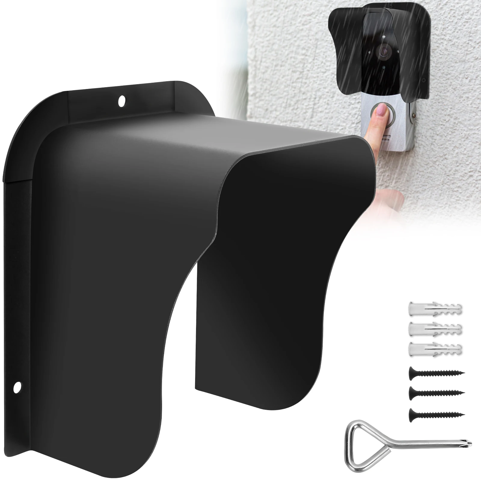 

Doorbell Rain Cover Metal Ring Doorbell Cover with Screwdriver and Screws Waterproof Doorbell Protector Rainproof Access Control