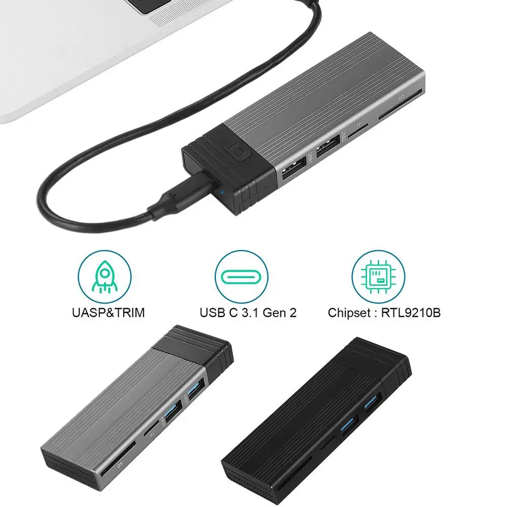 

5-in-1 USB C HUB With Disk Storage Function For M.2 NVMe SATA NGFF SSD Type C HUB Dock Station USB C Splitter For Macbook P E6E6