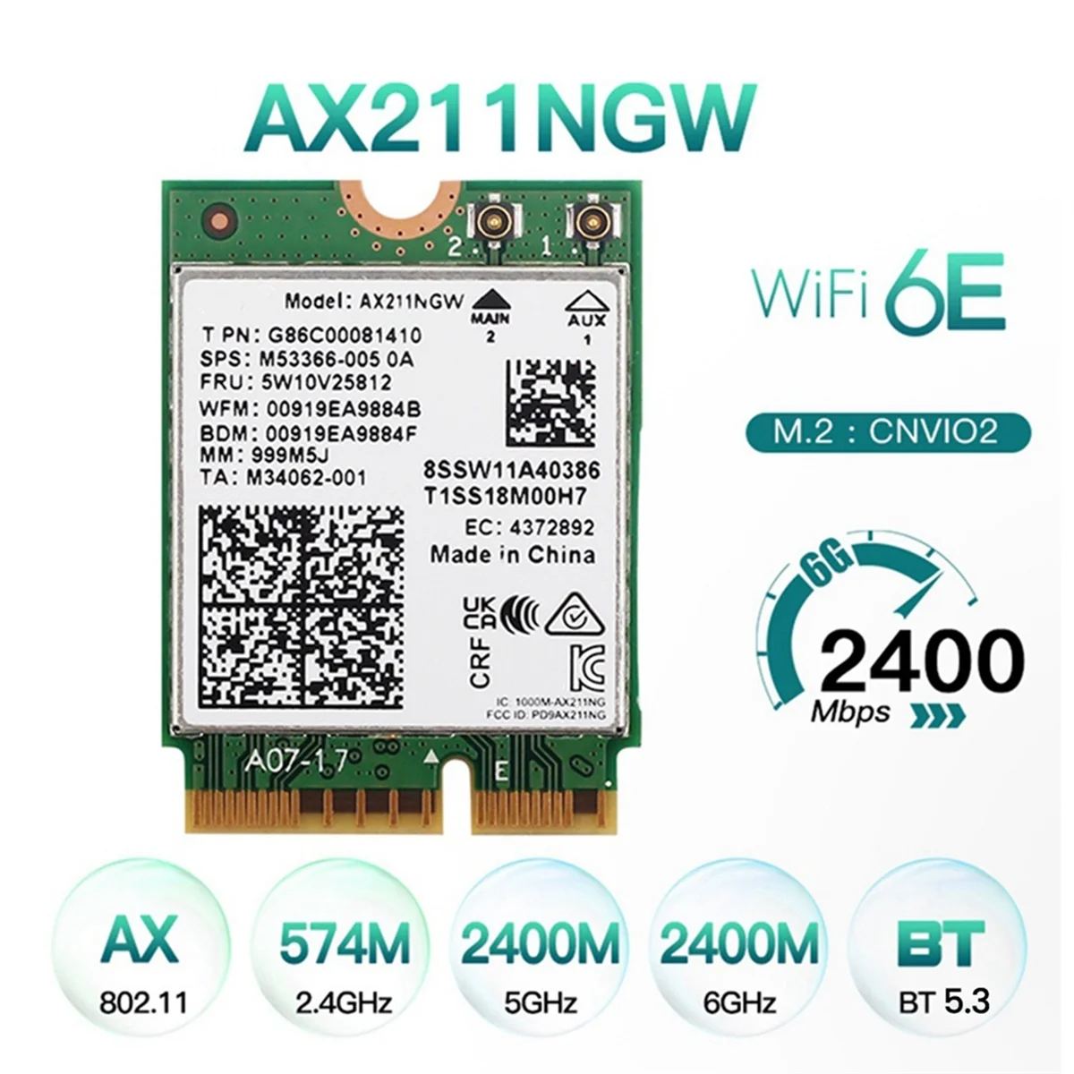 AX211NGW WiFi 6E трехдиапазонная беспроводная сетевая карта Wi-Fi 2 4G/5G/6Ghz Bluetooth 5 3 AX211 M.2 CNVio