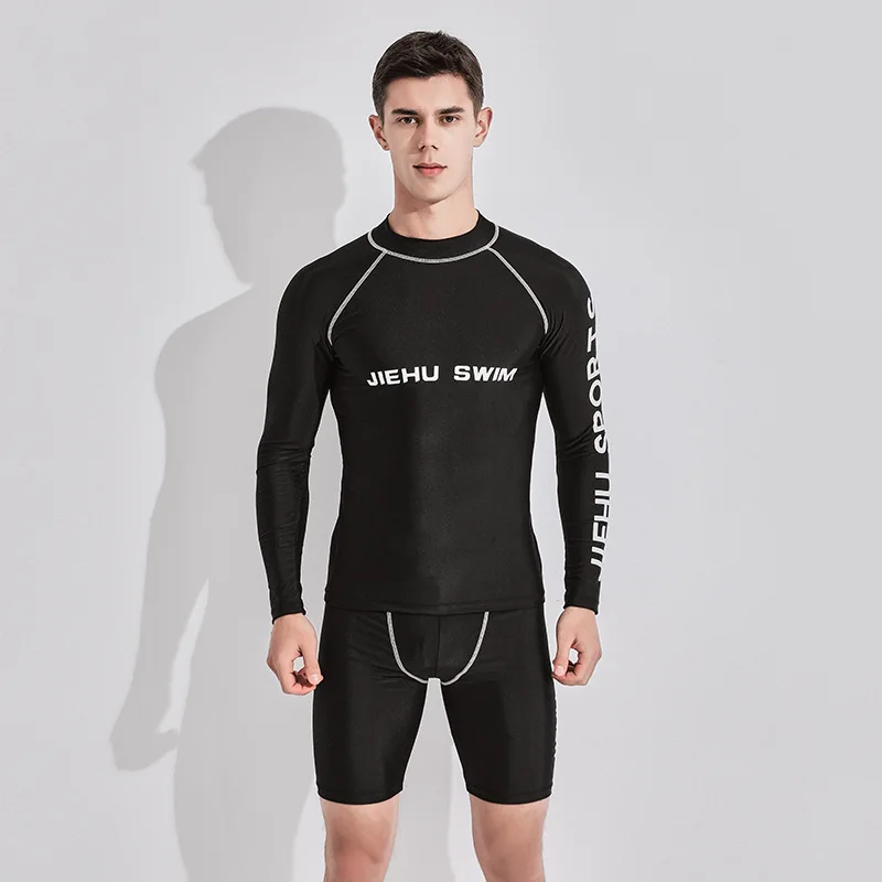 

Men's Swimwear Breathable Quick-Drying Swimming T-Shirt And Swim Trunks Set For Water Sports Swimsuit Anti-UV Surf Suit 2023