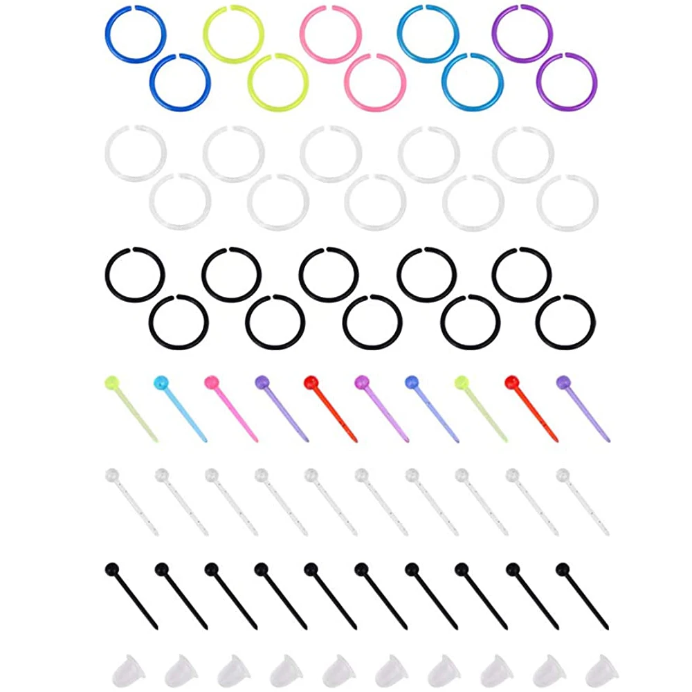 

350Pcs 16G Unisex Anti-Allergic Silicone Plastic Anti-inflammatory rods Ear Sticks Ear Needles Earring Plugs Mixed Set