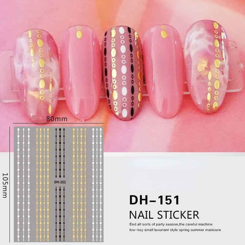 

1 Pcs Black Gold Linear Striping Tape Nail Sticker Transfer Geometry 3D Adhesive Nail Decoration Design 3D Nail Stickers