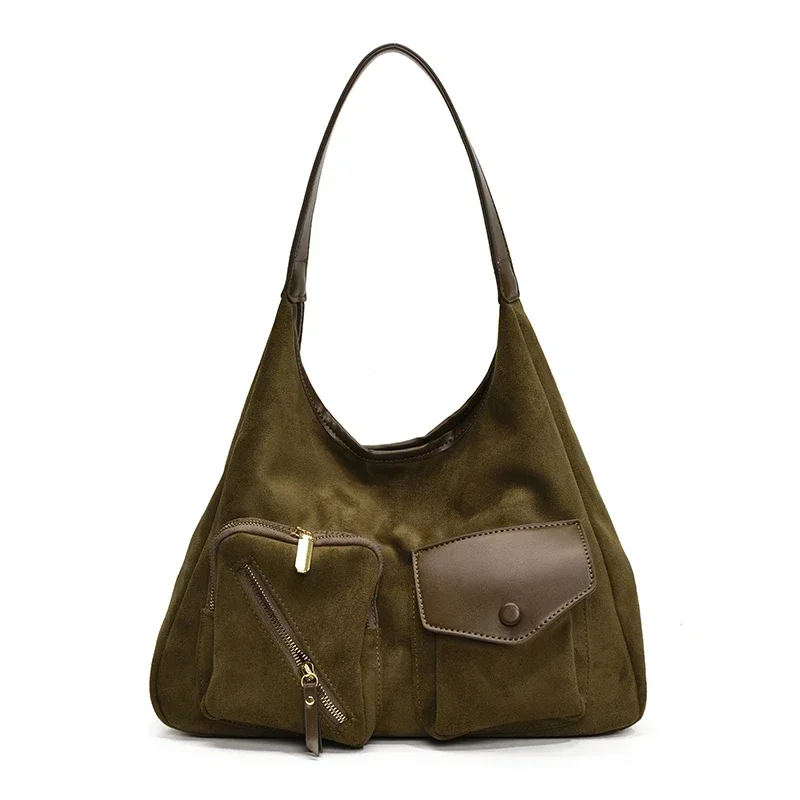 Замшевая сумка на молнии 2024 новый продукт однотонная большая вместимость