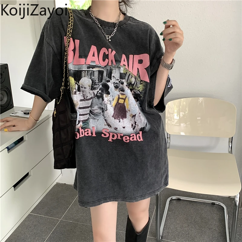

Koijizayoi Vintage Women Summer Tees Shirt Short Sleeves Casual Loose Students Chic New Tshirt Dropshipping Tops 2022 T-shirt